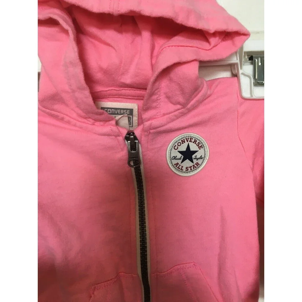 Converse All Star Jumpsuit One Piece Pink Hooded Baby 6/9 Months EUC Free Ship